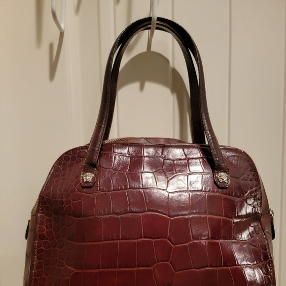 Versace Red Croc Embossed Handbag - Picture 8 of 8